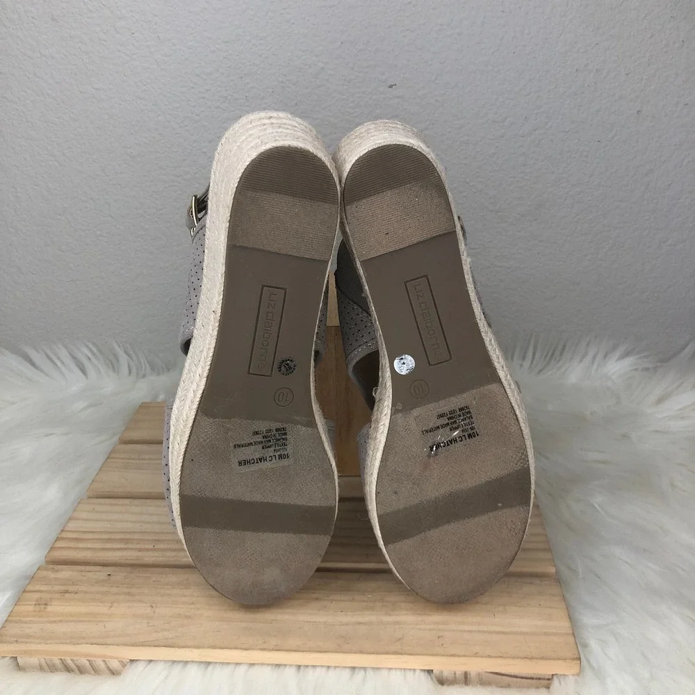 Liz Claiborne Womens Hatcher Wedge Espadrille‎ Sandals Koala Beige Size 10M